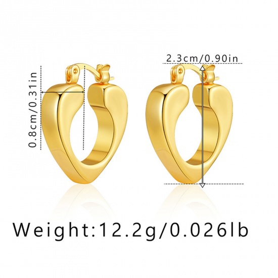 Immagine di Ipoallergenico Retrò Semplice 18K Oro riempito Ottone Orecchini Circolari Per Donne 2.3cm, 1 Paio