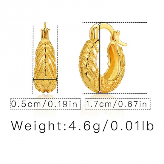 Picture of Hypoallergenic Retro Simple 18K Gold Color Copper Hoop Earrings For Women Party 1.7cm, 1 Pair