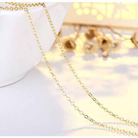 Image de Placage Sous Vide Écologique À la Mode Colliers Chaîne Maille Forçat Simple en Laiton Plaqué Or 14K Pour Femmes Fête 45cm long, 1 Pièce