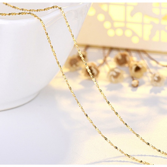Picture of Eco-friendly Vacuum Plating Stylish Simple 14K Gold Plated Brass Link Chain Necklace For Women Party 45cm(17 6/8") long, 1 Piece