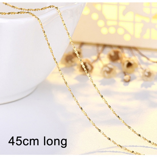 Picture of Eco-friendly Vacuum Plating Stylish Simple 14K Gold Plated Brass Link Chain Necklace For Women Party 45cm(17 6/8") long, 1 Piece