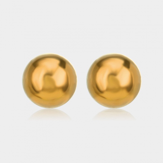 Picture of Eco-friendly Vacuum Plating Stylish Simple 18K Gold Plated 304 Stainless Steel Ball Ear Post Stud Earrings For Women Mother's Day 10mm Dia., 1 Pair
