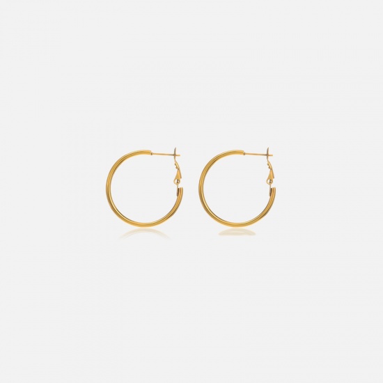 Picture of Eco-friendly Vacuum Plating Simple & Casual Simple 18K Gold Color 304 Stainless Steel Hoop Earrings For Women Party 30mm Dia., 1 Pair