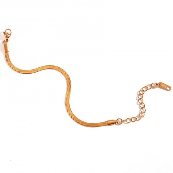 Picture of 1 Piece Eco-friendly Vacuum Plating Stylish Simple 18K Gold Color 316L Stainless Steel Snake Chain Anklet For Women 20cm(7 7/8") long