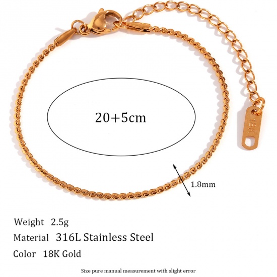 Picture of 1 Piece Eco-friendly Vacuum Plating Stylish Simple 18K Gold Color 316L Stainless Steel Flower Chain Necklace Anklet For Women 20cm(7 7/8") long