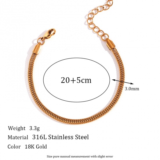 Picture of 1 Piece Eco-friendly Vacuum Plating Stylish Simple 18K Gold Color 316L Stainless Steel Foxtail Chain Anklet For Women 20cm(7 7/8") long