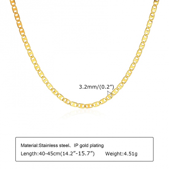 Picture of Eco-friendly Vacuum Plating Simple & Casual Simple 18K Gold Color 304 Stainless Steel Anchor Mariner Link Chain Necklace For Women Party 40cm(15 6/8") long, 1 Piece