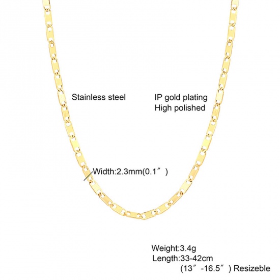 Picture of Eco-friendly Vacuum Plating Simple & Casual Simple 18K Gold Color 304 Stainless Steel Anchor Mariner Link Chain Choker Necklace For Women Party 33cm(13") long, 1 Piece