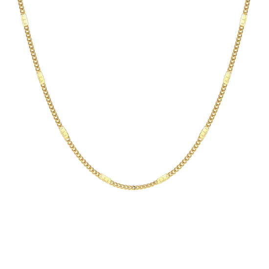 Picture of Eco-friendly Vacuum Plating Simple & Casual Simple 18K Gold Color 304 Stainless Steel Textured Chain Necklace For Women Party 44cm(17 3/8") long, 1 Piece