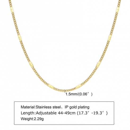 Picture of Eco-friendly Vacuum Plating Simple & Casual Simple 18K Gold Color 304 Stainless Steel Textured Chain Necklace For Women Party 44cm(17 3/8") long, 1 Piece