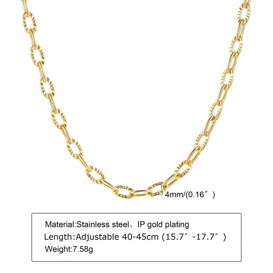 Picture of Eco-friendly Vacuum Plating Simple & Casual Simple 18K Gold Color 304 Stainless Steel Link Cable Chain Necklace For Women Party 40cm(15 6/8") long, 1 Piece