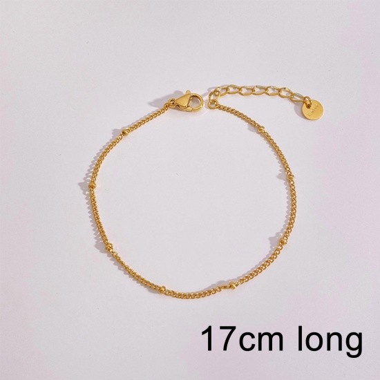 Picture of Eco-friendly Vacuum Plating Simple & Casual Stylish 18K Gold Plated 304 Stainless Steel Ball Chain Bracelets Unisex Party 17cm(6 6/8") long, 1 Piece