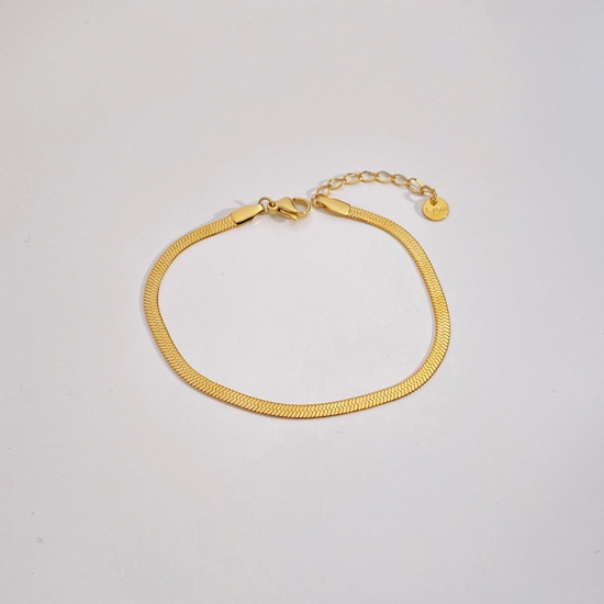 Picture of Eco-friendly Vacuum Plating Simple & Casual Stylish 18K Gold Plated 304 Stainless Steel Snake Chain Bracelets Unisex Party 17cm(6 6/8") long, 1 Piece