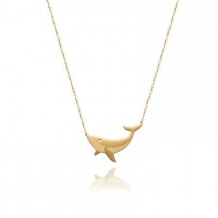 1 Strang Vakuumbeschichtung Stilvoll Ozean Schmuck 18K Gold plattiert 304 Edelstahl Gliederkette Kette Wal Matt Anhänger Halskette Für Kinder 43cm lang