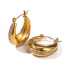 Bild von Hypoallergen Exquisit Stilvoll 18K Vergoldet 304 Edelstahl & Strass Hoop Ohrringe Für Frauen Party 2.5cm Dia., 1 Paar