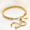 Picture of Eco-friendly Vacuum Plating Simple & Casual Stylish 18K Gold Plated 316L Stainless Steel Link Chain Round Beaded Adjustable Slider/ Slide Bolo Charm Bracelets Unisex Anniversary 16cm - 23cm long, 1 Piece