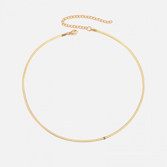 Immagine di 1 Pz Placcatura Sottovuoto Elegante Semplice Placcato Oro 18K 304 Acciaio Inossidabile Catena di Serpente Strozzatore Collana Per Donne Festa 40cm Lunghezza