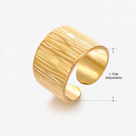 Picture of Eco-friendly Vacuum Plating Simple & Casual Ins Style 18K Gold Color 304 Stainless Steel Open Rings For Women 17mm(US Size 6.5), 1 Piece