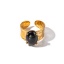 Immagine di Placcatura Sottovuoto Ecologica Elegante Stile del Carattere della Corte Reale 18K Vero Oro Placcato 304 Acciaio Inossidabile & Pietra Aperto Ovale Anello Unisex Festa 18mm (taglia di US: 7.75), 1 Pz