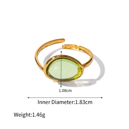 Picture of Eco-friendly Vacuum Plating Sweet & Cute Stylish 18K Real Gold Plated 304 Stainless Steel & Resin Open Irregular Rings For Women Party 18mm(US Size 7.75), 1 Piece