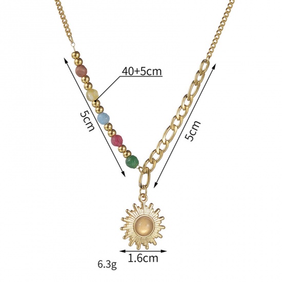 Picture of Eco-friendly Vacuum Plating Simple & Casual Retro 14K Gold Plated 304 Stainless Steel Sunflower For Women Party 40cm(15 6/8") long, 1 Piece