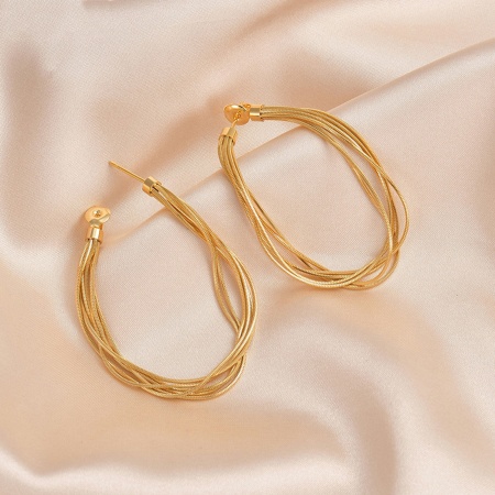 Экологически чистое вакуумное покрытие Простой & повседневный Стильный 14K позолоченный 304 Нержавеющая Сталь кисточка Штрих Серьги Для женщин Партия 5.5см, 1 Пара