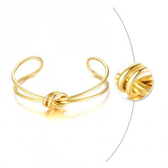 Picture of Eco-friendly Vacuum Plating Stylish Simple 18K Gold Color 304 Stainless Steel Knot Open Bangles Bracelets For Women Party 6cm Dia., 1 Piece