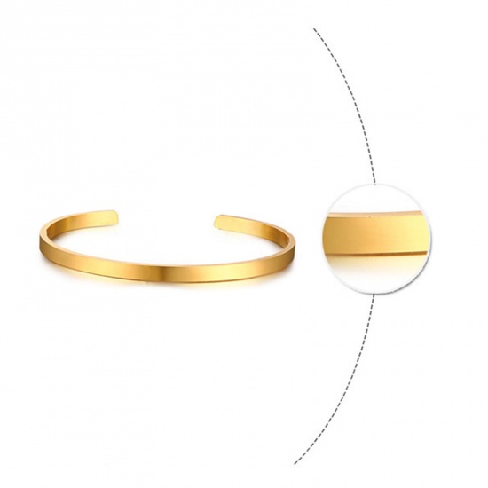 Picture of Eco-friendly Vacuum Plating Stylish Simple 18K Gold Plated 304 Stainless Steel Bangles Bracelets Unisex Party 6.3cm Dia., 1 Piece