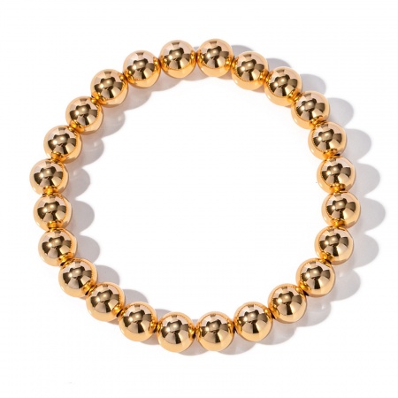 Picture of Eco-friendly Vacuum Plating Stylish Simple 18K Real Gold Plated Copper Ball Elastic Dainty Bracelets Delicate Bracelets Beaded Bracelet Unisex Party