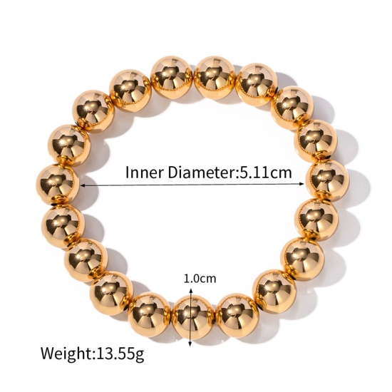 Immagine di Placcatura Sottovuoto Ecologica Elegante Semplice 18K Oro riempito Ottone Palla Elastico Bracciali Delicato bracciali delicate braccialetto in rilievo Unisex Festa 16cm Lunghezza, 1 Pz