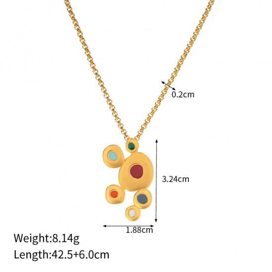 Picture of Eco-friendly Vacuum Plating Stylish Retro 18K Real Gold Plated 304 Stainless Steel Curb Link Chain Irregular Geometric Pendant Necklace For Women Party 42cm(16 4/8") long, 1 Piece