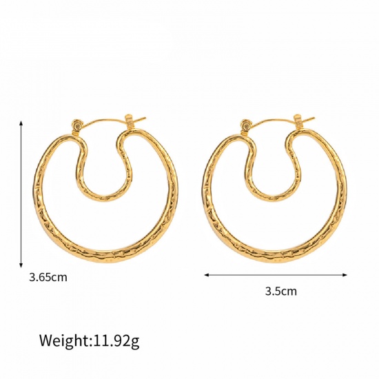 Picture of Eco-friendly Vacuum Plating Stylish Simple 18K Real Gold Plated 304 Stainless Steel Circle Ring Hoop Earrings For Women Party 3.6cm x 3.5cm, 1 Pair