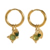 Picture of Eco-friendly Vacuum Plating Stylish Ins Style 18K Real Gold Plated 304 Stainless Steel & Stone Round Earrings For Women Party 2cm x 1.5cm, 1 Pair