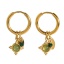 Picture of Eco-friendly Vacuum Plating Stylish Ins Style 18K Real Gold Plated 304 Stainless Steel & Stone Round Earrings For Women Party 2cm x 1.5cm, 1 Pair