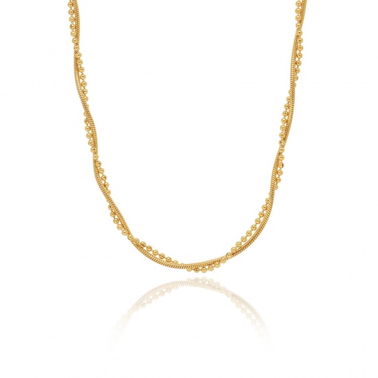Picture of Eco-friendly Vacuum Plating Stylish Simple 18K Real Gold Plated 304 Stainless Steel Ball Chain Braided Multilayer Layered Necklace Unisex 41cm(16 1/8") long, 1 Piece
