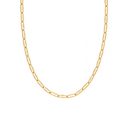 Eco-friendly Vacuum Plating Simple & Casual Ins Style 18K Real Gold Plated 304 Stainless Steel Textured Chain Paper Clip Necklace Unisex Party 42cm(16 4/8") long, 1 Piece