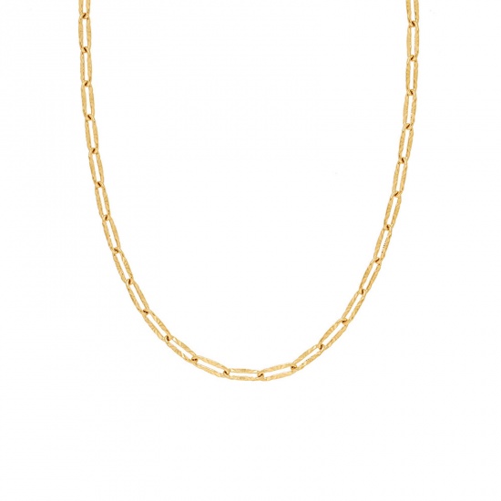 Picture of Eco-friendly Vacuum Plating Simple & Casual Ins Style 18K Real Gold Plated 304 Stainless Steel Textured Chain Paper Clip Necklace Unisex Party 42cm(16 4/8") long, 1 Piece