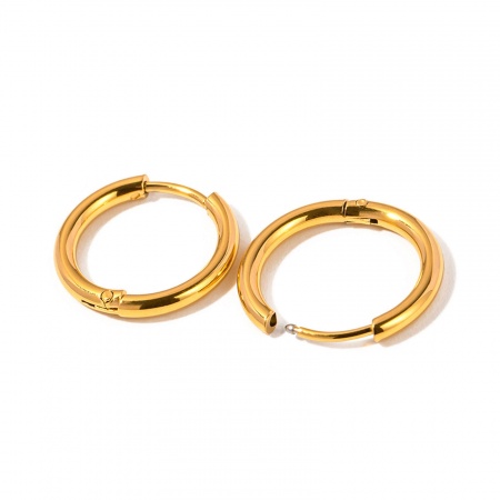 Picture of Eco-friendly Vacuum Plating Exquisite Simple 18K Real Gold Plated 304 Stainless Steel Heart Oval Hoop Earrings For Women Party