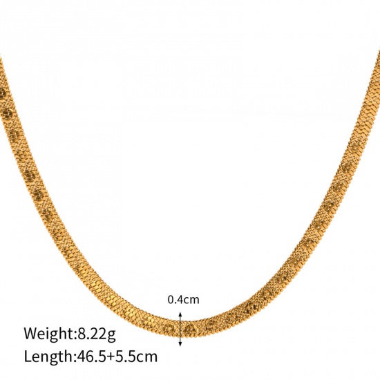 Picture of Eco-friendly Vacuum Plating Minimalist Stylish 18K Real Gold Plated 304 Stainless Steel Textured Chain Heart Necklace For Women Party 46cm(18 1/8") long, 1 Piece