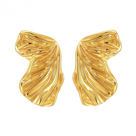 Immagine di Placcatura Sottovuoto Ecologica Dolce & Carino Retrò 18K Vero Oro Placcato Ottone Farfalla Ali Orecchini a Perno Per Donne Festa 2.2cm x 1.4cm, 1 Paio