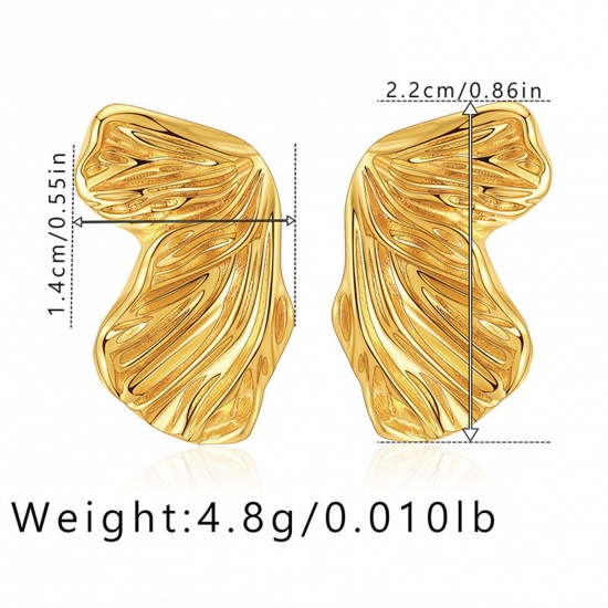 Immagine di Placcatura Sottovuoto Ecologica Dolce & Carino Retrò 18K Vero Oro Placcato Ottone Farfalla Ali Orecchini a Perno Per Donne Festa 2.2cm x 1.4cm, 1 Paio