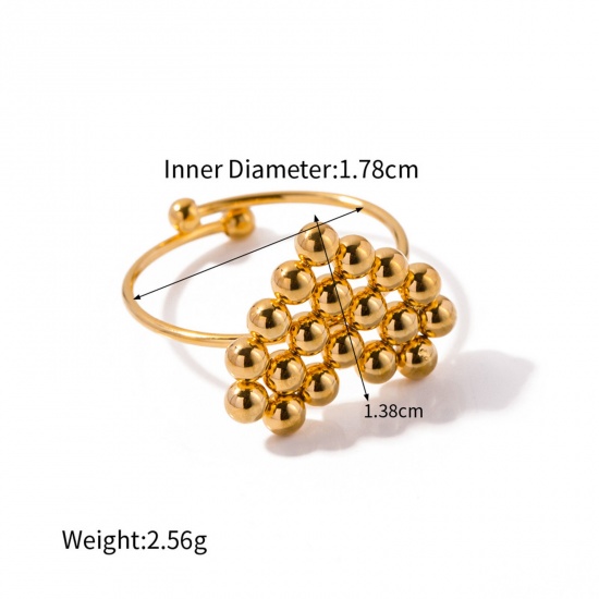 Picture of 1 Piece Eco-friendly Vacuum Plating Stylish Retro 18K Real Gold Plated 304 Stainless Steel Open Heart Rings For Women Party 18mm(US Size 7.75)