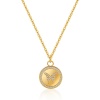 Picture of 1 Piece Eco-friendly Vacuum Plating Stylish Simple 18K Real Gold Plated Brass & Cubic Zirconia Link Cable Chain Round Butterfly Pendant Necklace For Women Party 41cm(16 1/8") long