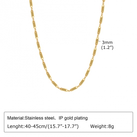 Picture of 1 Piece Eco-friendly Vacuum Plating Exquisite Simple 18K Real Gold Plated 304 Stainless Steel Link Chain Circle Ring Necklace For Women Party 40cm(15 6/8") long