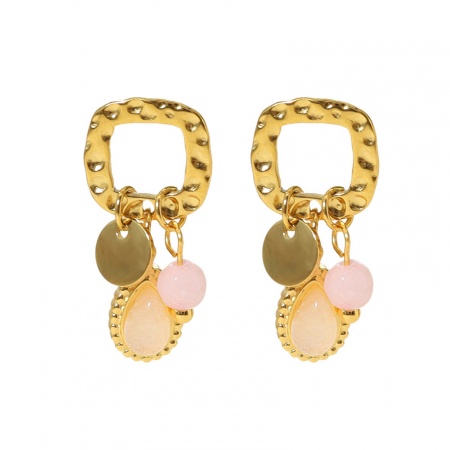 1 Пара Экологически чистое вакуумное покрытие Ретро Серия Молотока 18K настоящее золото с покрытием 304 Нержавеющая Сталь Овальные Серьги Для женщин Партия 2.5см x 1.2см