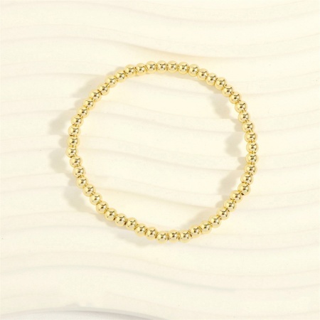 Picture of Eco-friendly Vacuum Plating Simple & Casual Stacking 18K Real Gold Plated Copper Elastic Dainty Bracelets Delicate Bracelets Beaded Bracelet Unisex Party 16cm(6 2/8