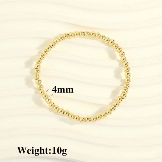 Immagine di 1 Pz Placcatura Sottovuoto Ecologica Semplice & Casual Impilabile 18K Oro riempito Ottone Elastico Bracciali Delicato bracciali delicate braccialetto in rilievo Unisex Festa 16cm-18cm Lunghezza