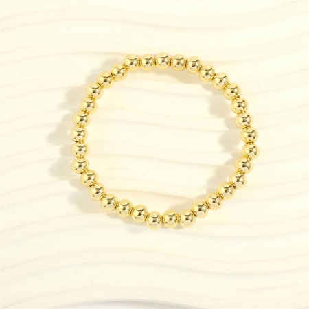 Picture of Eco-friendly Vacuum Plating Simple & Casual Stacking 18K Real Gold Plated Copper Elastic Dainty Bracelets Delicate Bracelets Beaded Bracelet Unisex Party 16cm(6 2/8