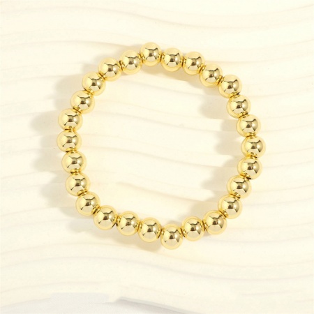 Picture of Eco-friendly Vacuum Plating Simple & Casual Stacking 18K Real Gold Plated Copper Elastic Dainty Bracelets Delicate Bracelets Beaded Bracelet Unisex Party 16cm(6 2/8