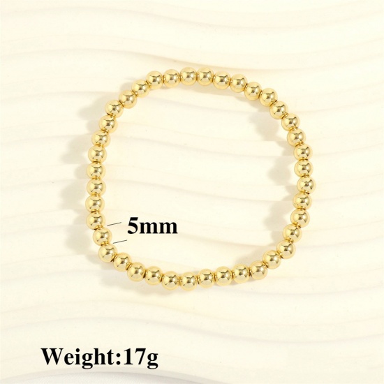 Immagine di 1 Pz Placcatura Sottovuoto Ecologica Semplice & Casual Impilabile 18K Oro riempito Ottone Elastico Bracciali Delicato bracciali delicate braccialetto in rilievo Unisex Festa 16cm-18cm Lunghezza